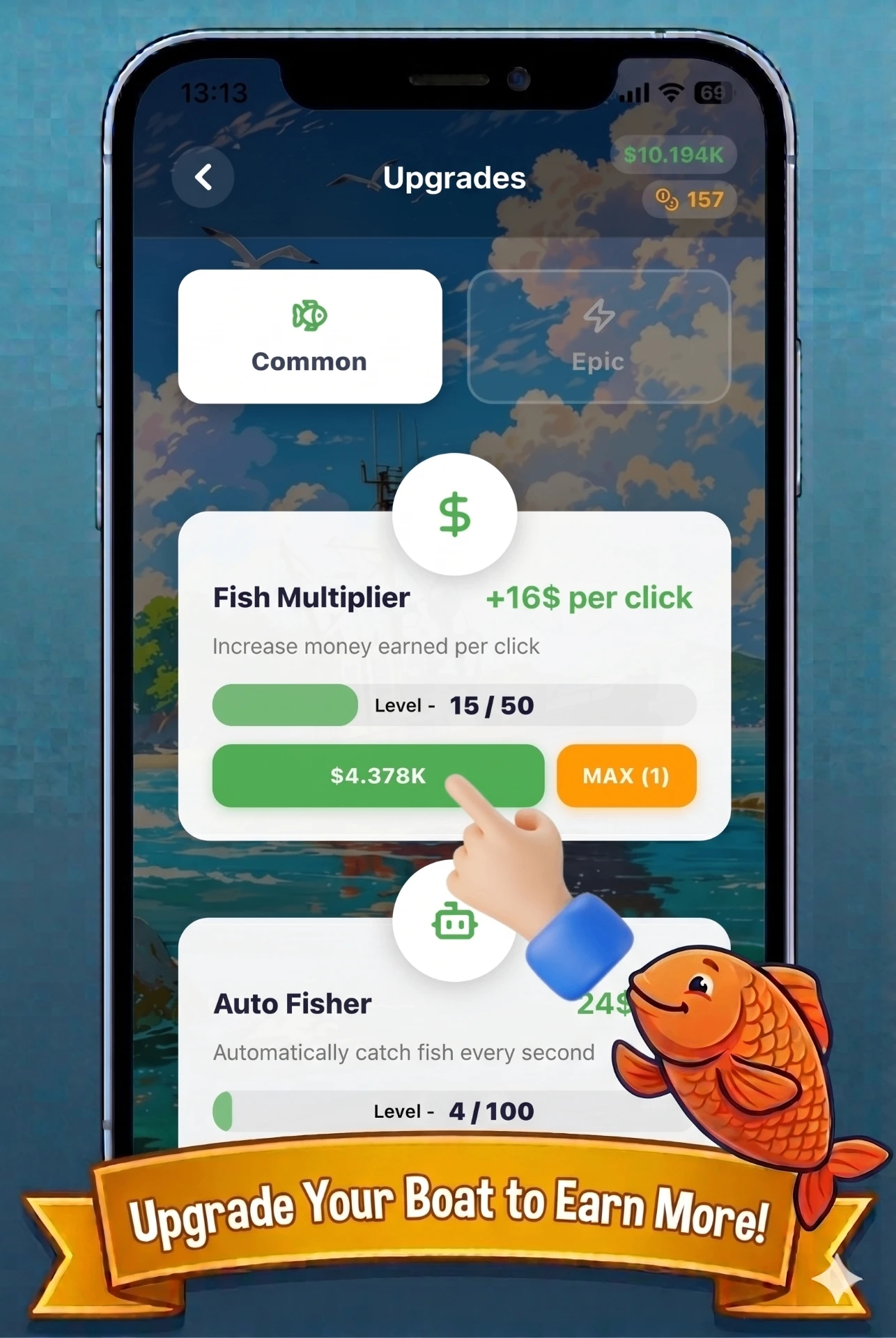 Fish-Inc upgrades menu